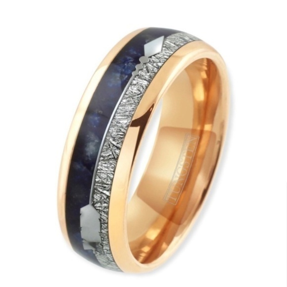 🫶🏻 Genuine Tungsten, Rose Gold, Lapis Lazuli & Feathered Arrow Band